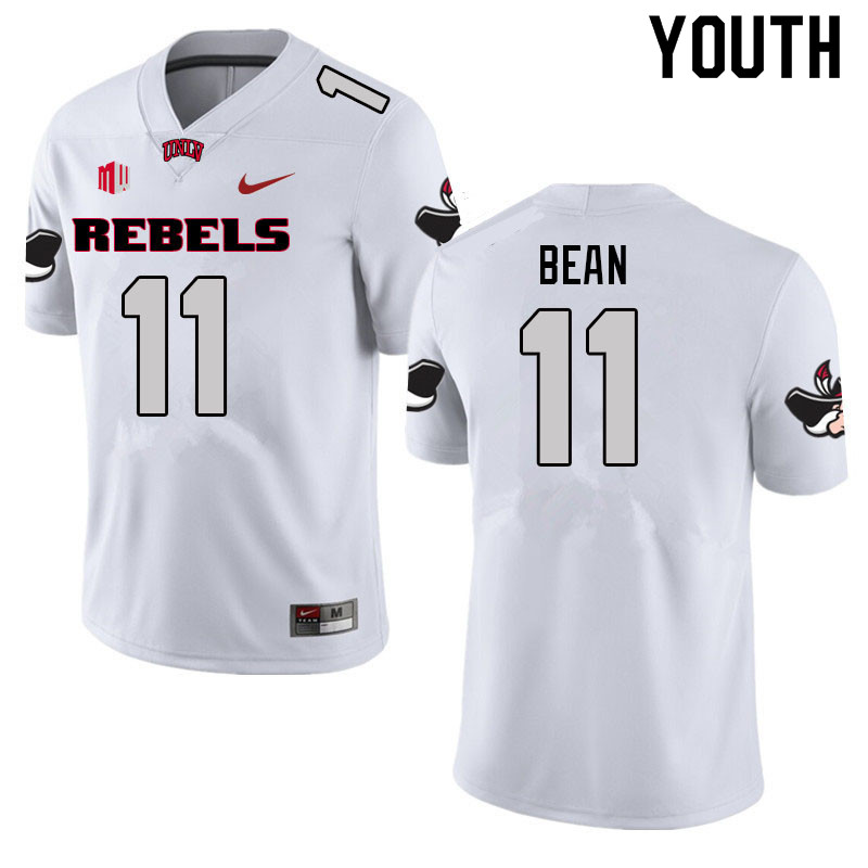 Youth #11 Noah Bean UNLV Rebels College Football Jerseys Sale-White - Click Image to Close